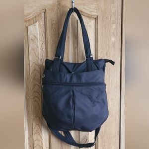 Travelon Black Crossbody Tote Bag with Top Handles